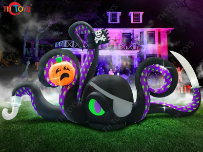 4M 5M Giant Inflatable Cartoon Octopus Air Blow Squid with Tentacles Nightclub Wall Decoration Halloween Event Advertising Props