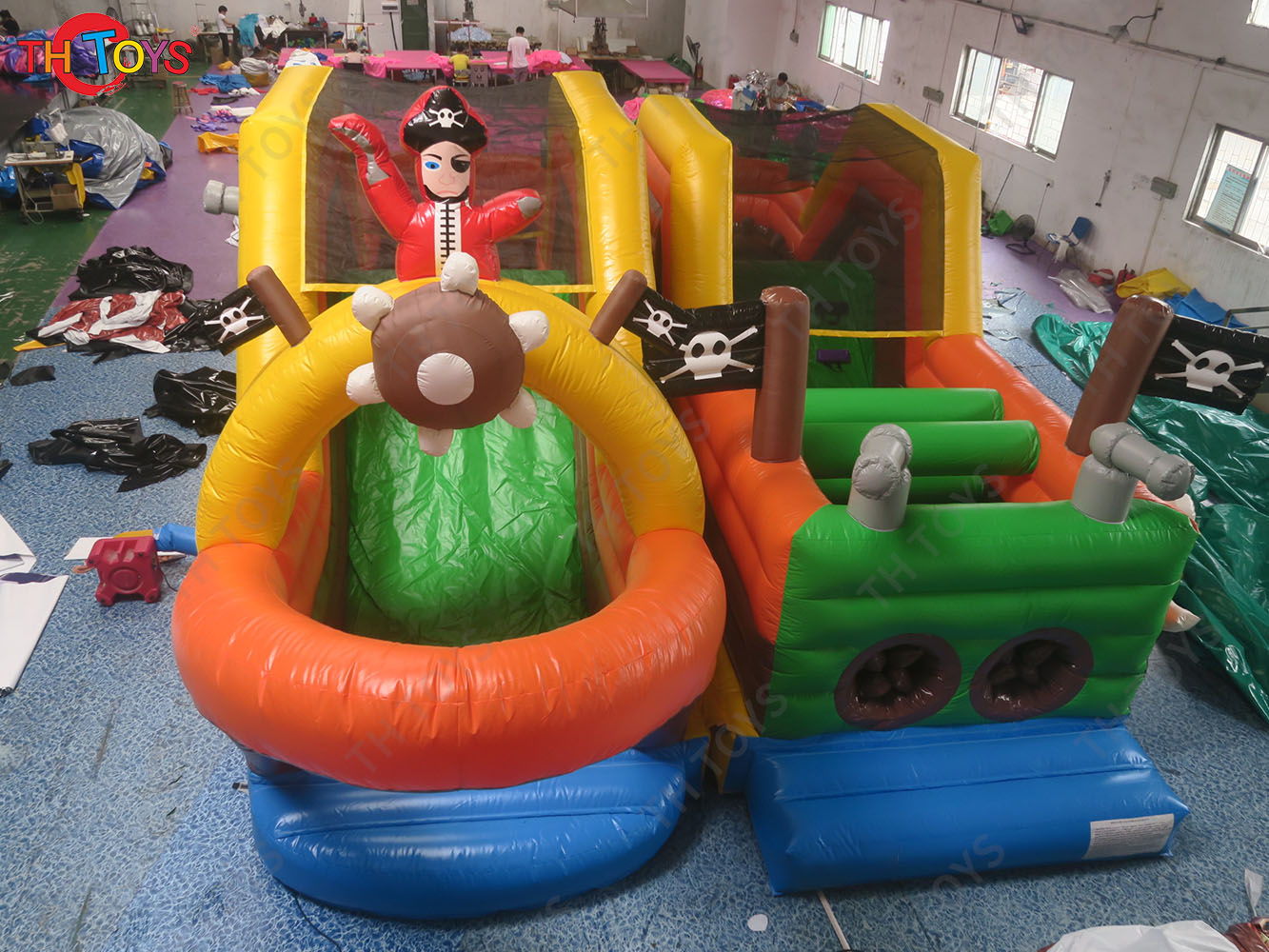 Giant Inflatable Pirate Slide Pirate Boat Theme Inflatable Playground Fun City for Sale