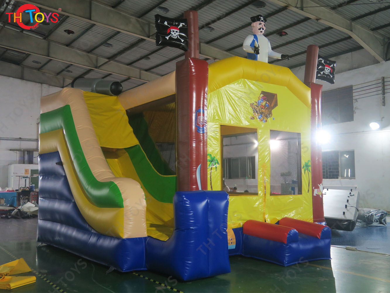 Giant Inflatable Pirate Slide Pirate Boat Theme bouncer slide for Sale