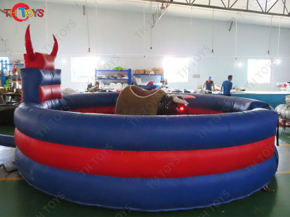 sea shipment,Amusement park games rodeo mechanical bull,5m 17ft inflatable bullfighting machine for adults n kids