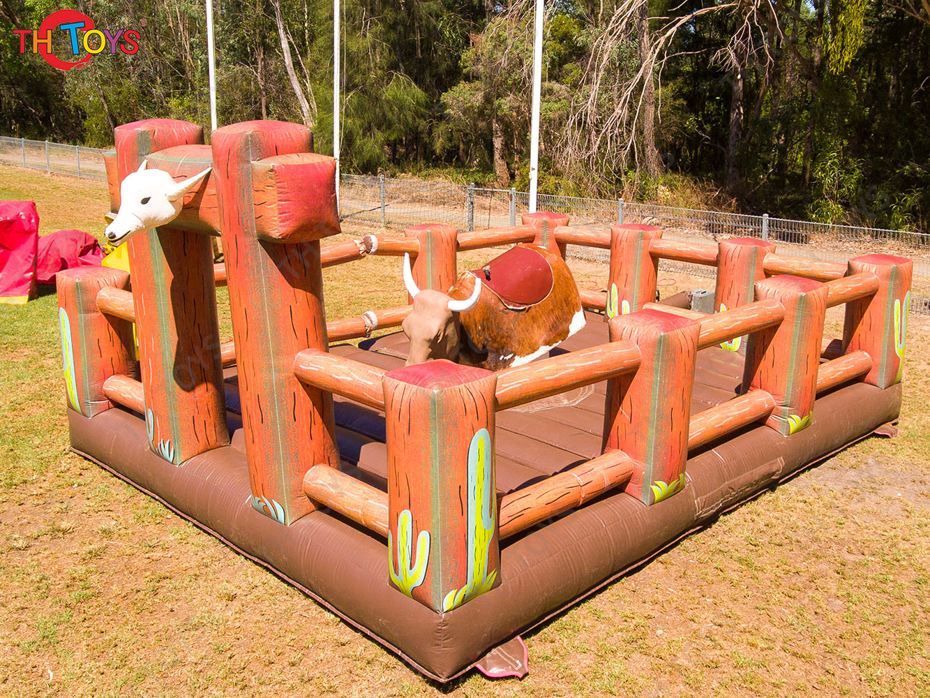 5x5m Mechanical Bull Riding For Carnivals Inflatable Rodeo Bull Game