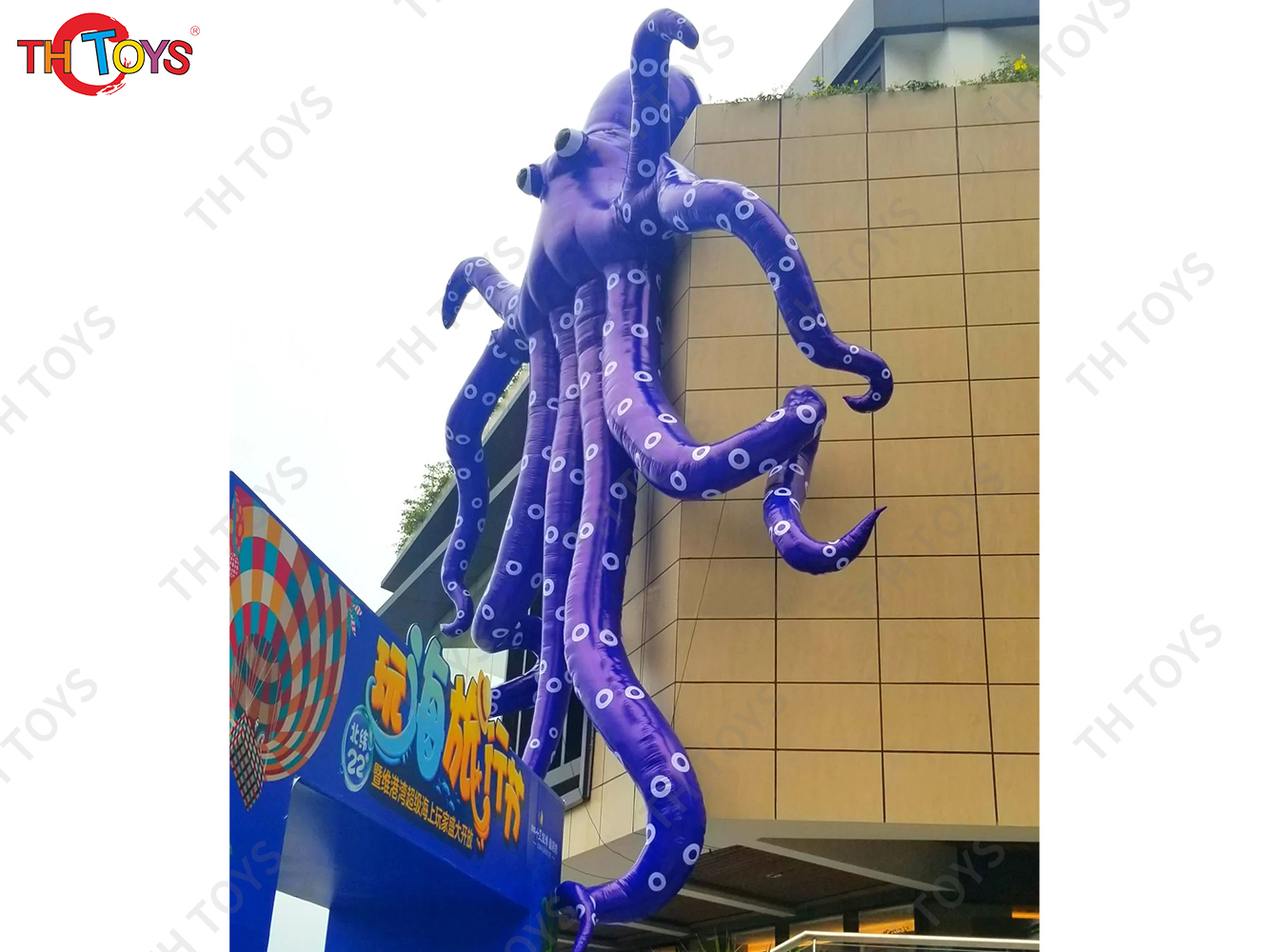 4M 5M Giant Inflatable Cartoon Octopus Air Blow Squid with Tentacles Nightclub Wall Decoration Halloween Event Advertising Props