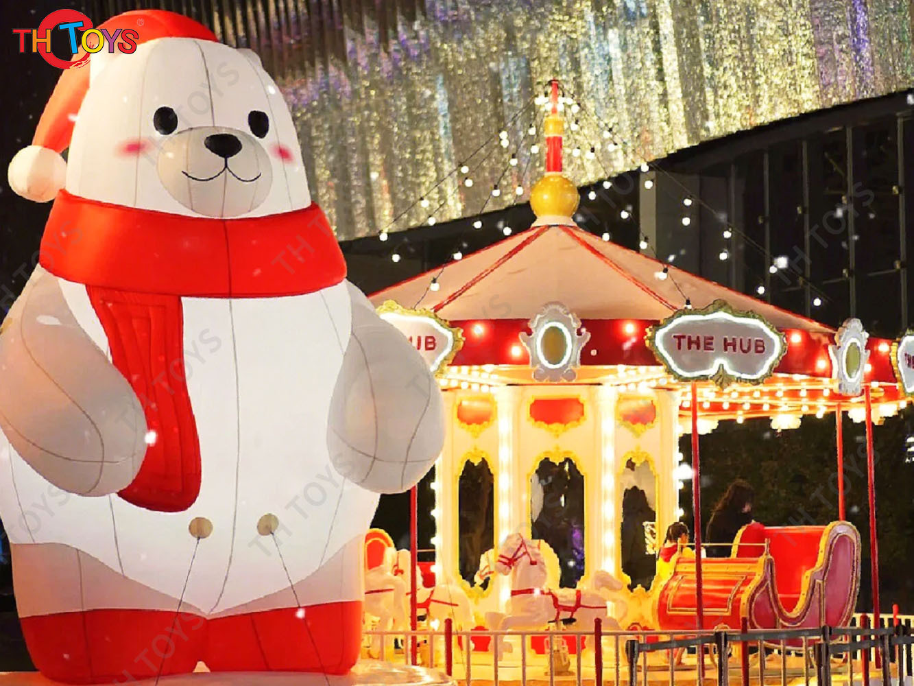 Led Lighting Inflatable Polar Bear model customized inflatable Christmas bear cartoon for decoration