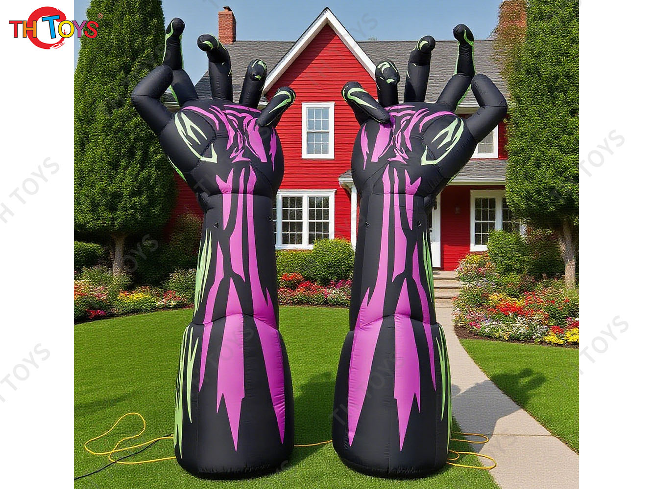 Fast Air Ship Halloween Terror Inflatable Hand Model LED Lighting Halloween Glow Inflatable Hands Ground Balloon for Event Prop