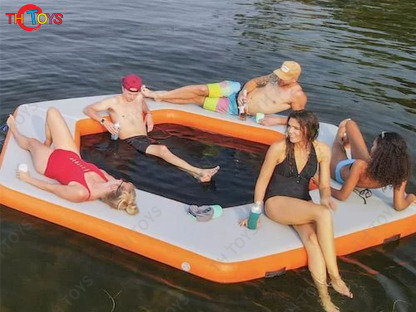 Factory Sell Inflatable Tumbling Track Water Dock Drop Stitch Inflatable Floating Platform Inflatable Water Floating Island