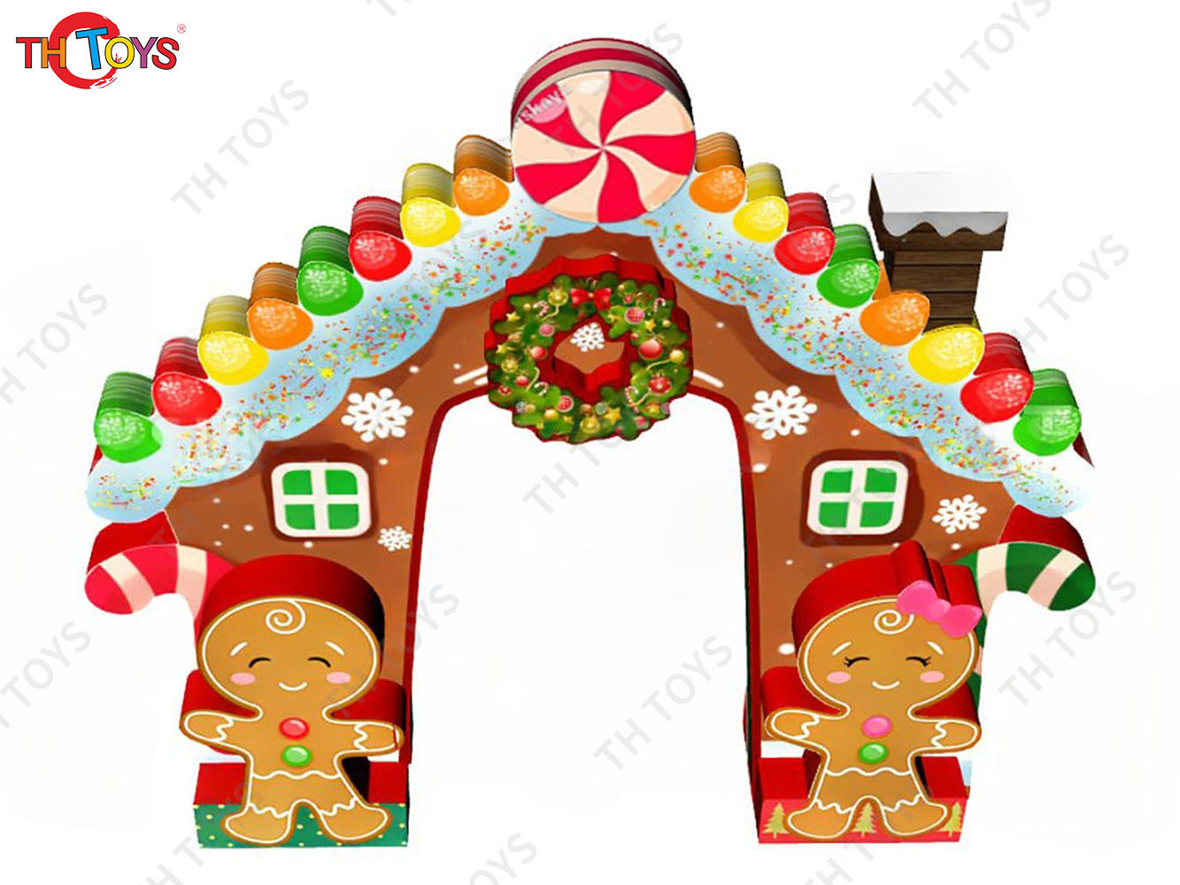 Fast Shipping 4m/5m/6m Inflatable Gingerbread Arch for Christmas Commercial Inflatable Arch Gate with Blower