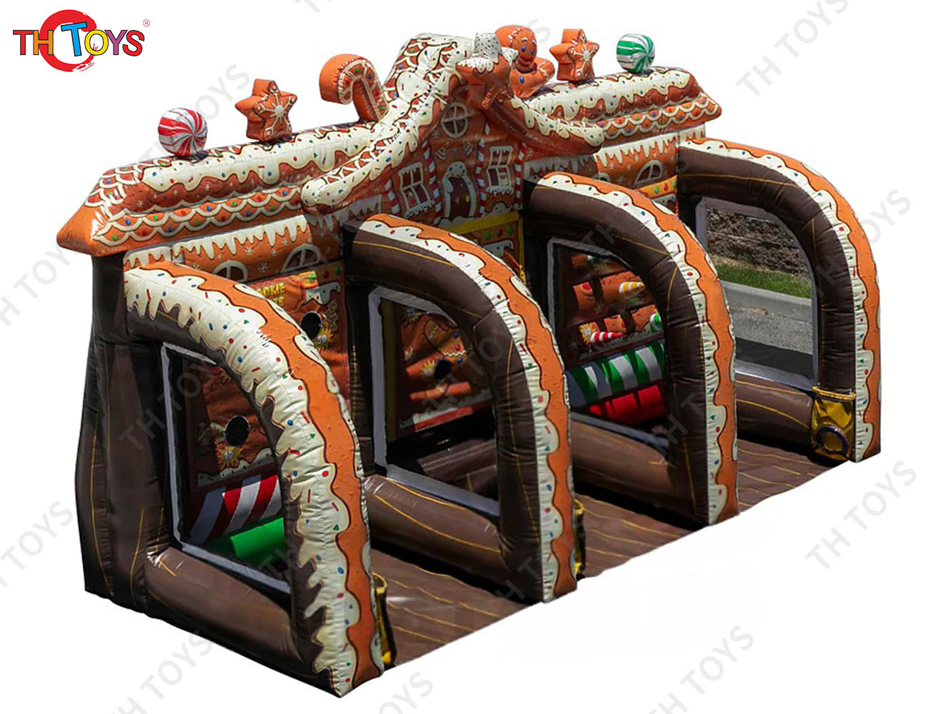 5.5x2.5x3m New Carnival Inflatable Gingerbread Games 3 in 1 Dart Game Shash game Ring Toss game