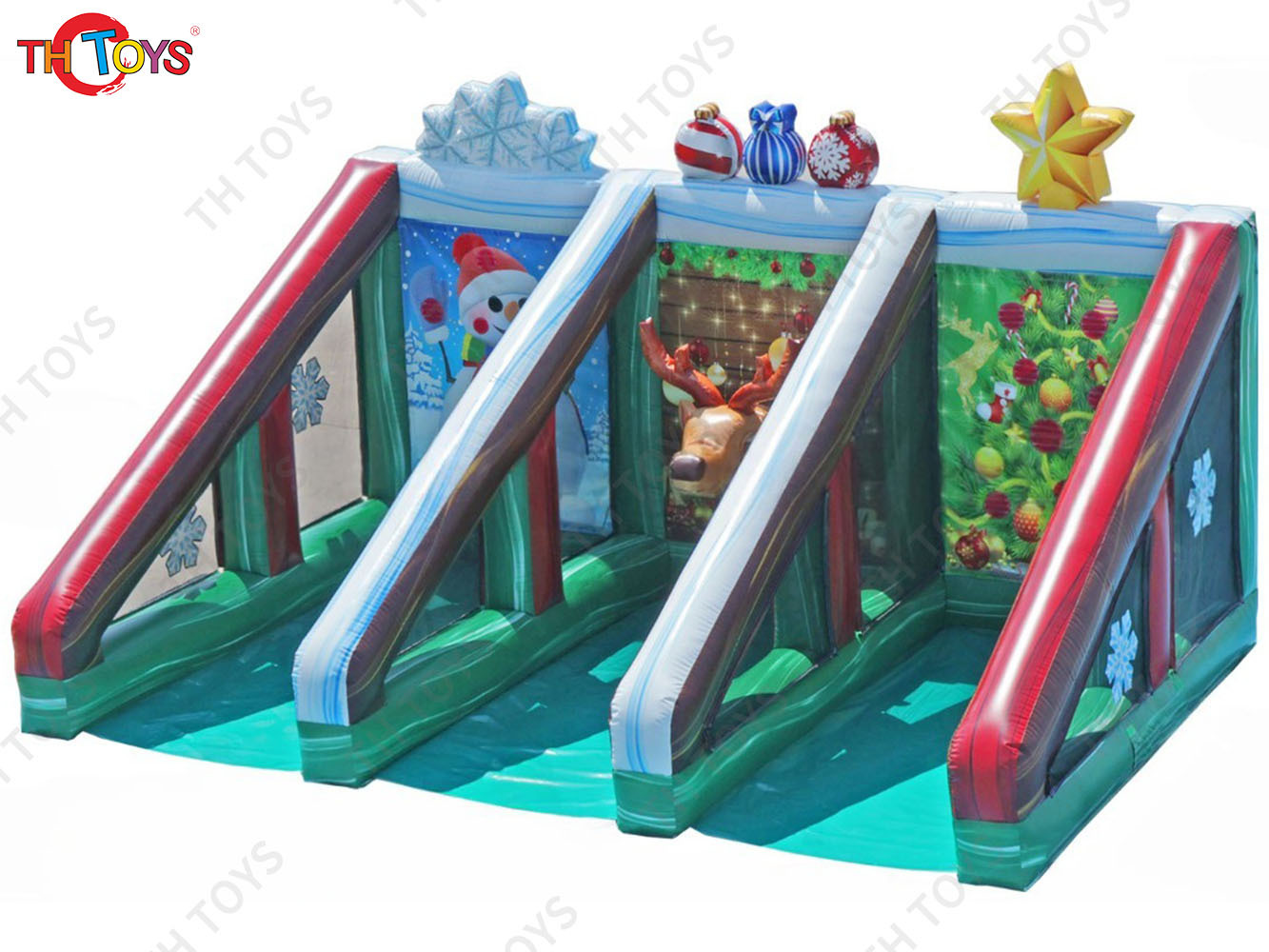 5x3m Christmas theme inflatable 3 in 1 carnival game