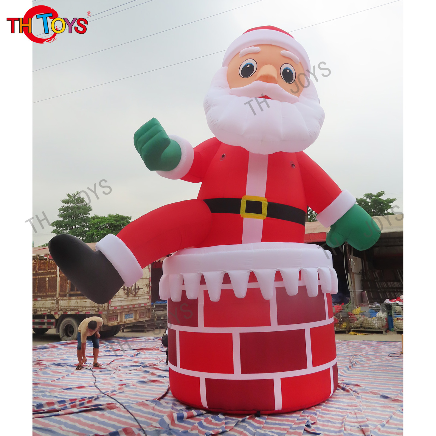 Funny inflatable santa claus for outdoor lighted christmas of factory sale directly