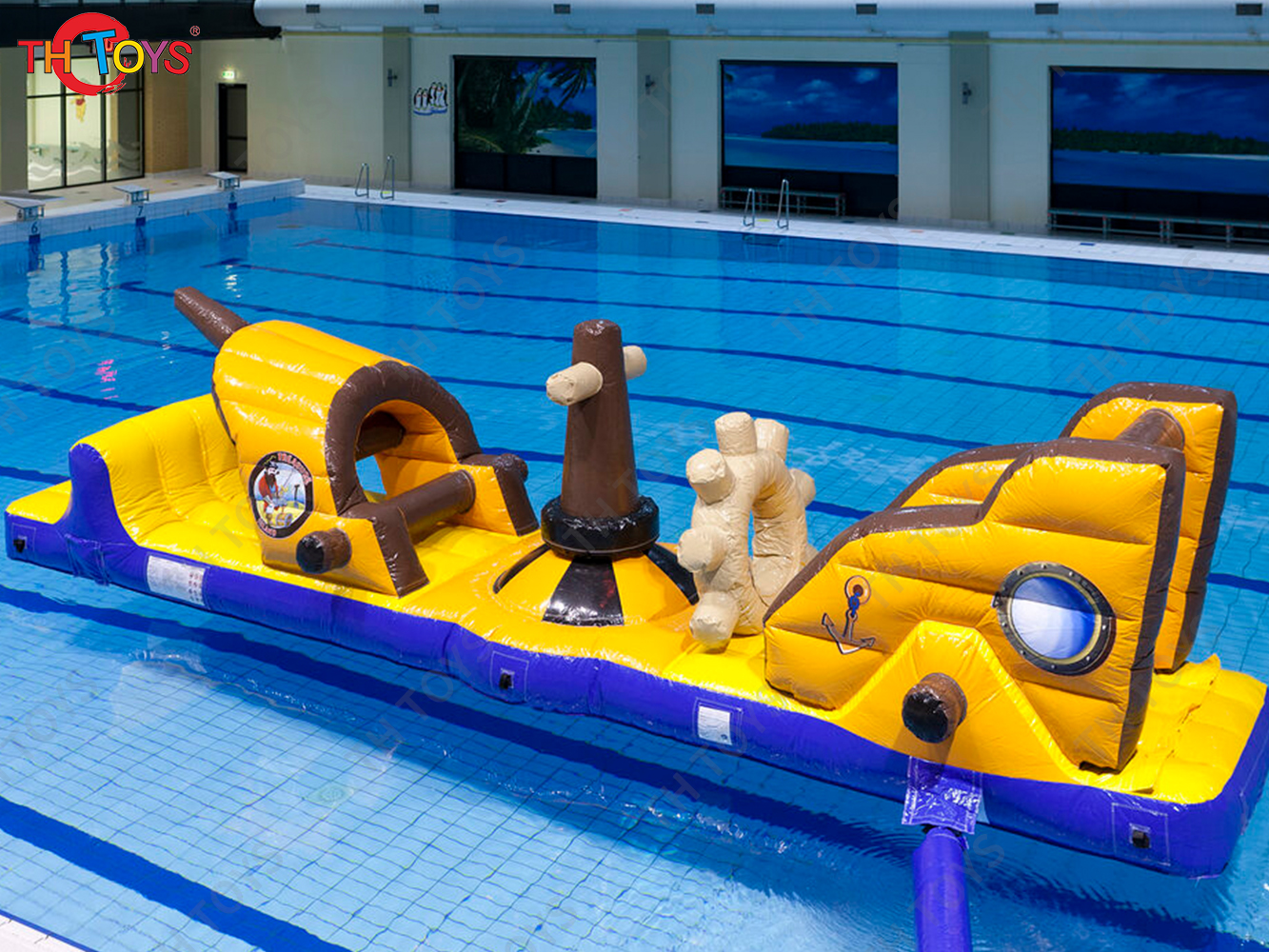 Inflatable Floating Water Obstacle Course,pirate ship commercial inflatable obstacle course on swimming pool