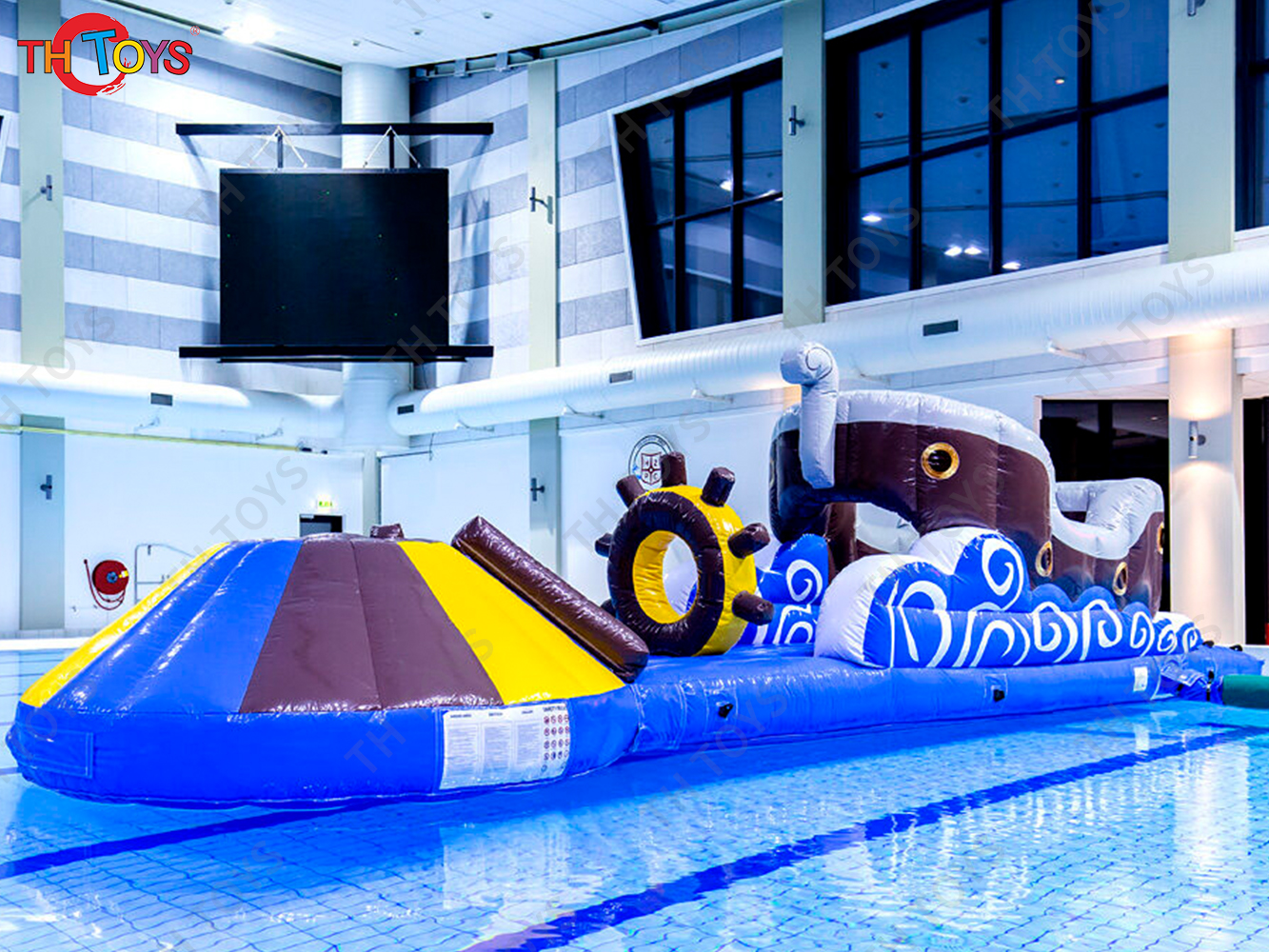 Inflatable Floating Water Obstacle Course,pirate ship commercial inflatable obstacle course on swimming pool