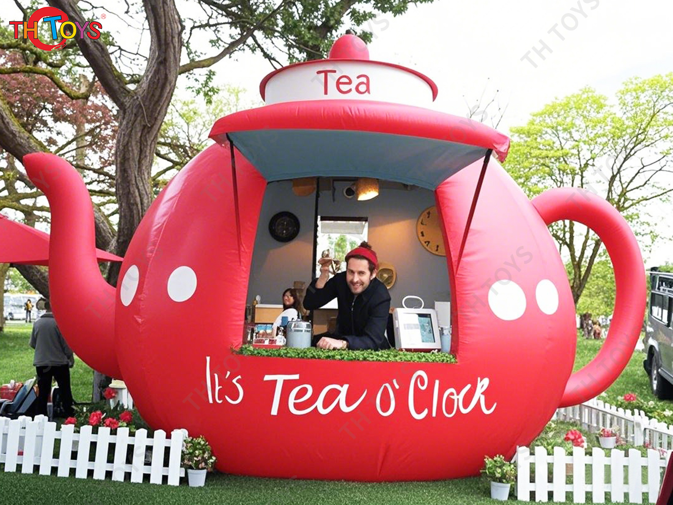 5x3.5m Inflatable Teapot Stage Tent Event Marketing Inflatable Snack Booth Lawn Tent Shelter