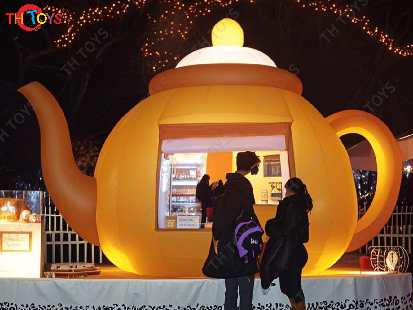 5x3.5m Inflatable Teapot Stage Tent Event Marketing Inflatable Snack Booth Lawn Tent Shelter