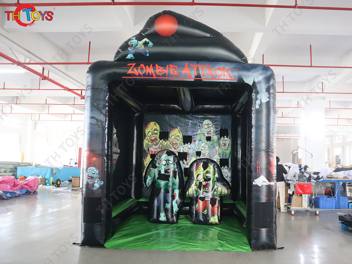 10x12ft Inflatable Zombie Attack Axe Throwing And Archery Shooting Game