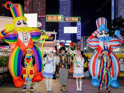 Cartoon Clown Walking Dance Inflatable Air Model for Playground Performance Props Festival Supermarket Circus Puppet