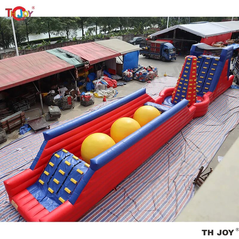 Free Sea Shipping! 24x3x5mh Inflatable Obstacle Course Combination Customized Inflatable challenge running course