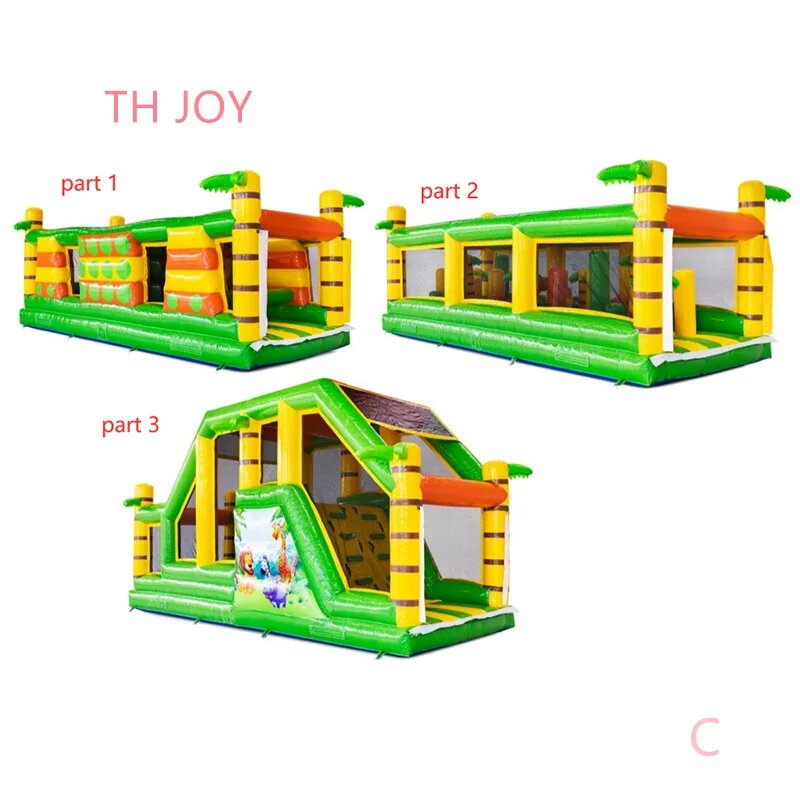 free ship to sea port!outdoor giant Funny Jungle Race Inflatable Obstacle Course, forest theme inflatable bouncer slide combos