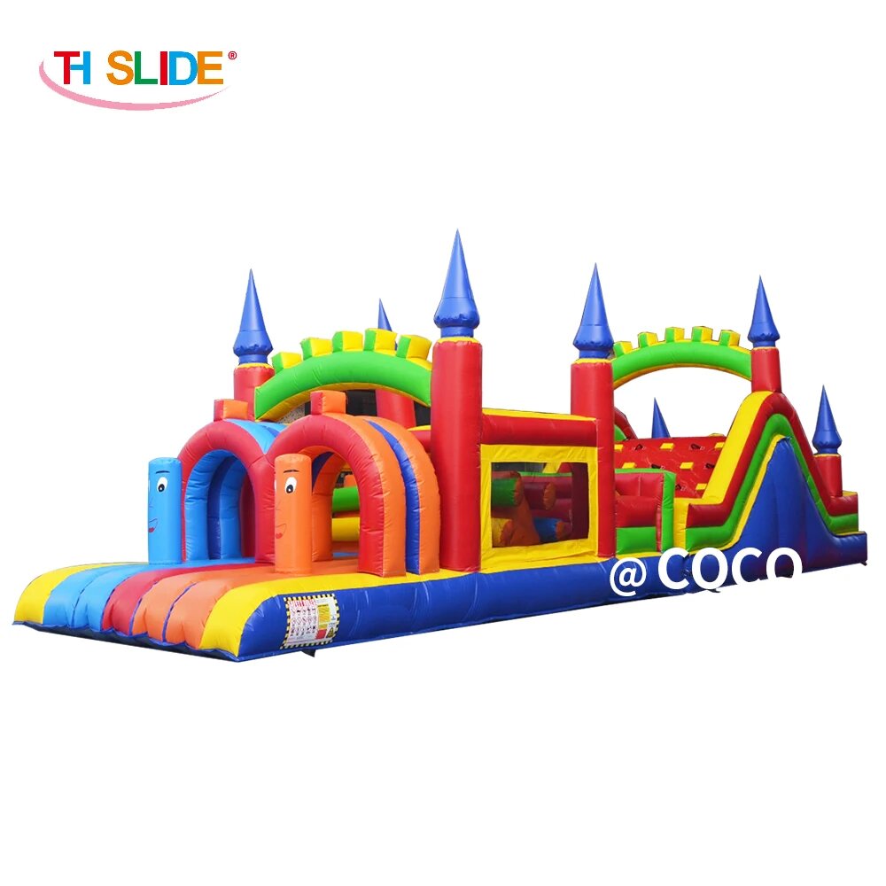 free ship to sea port! castle inflatable obstacle course,giant commercial inflatable obstacle course with bounce slide