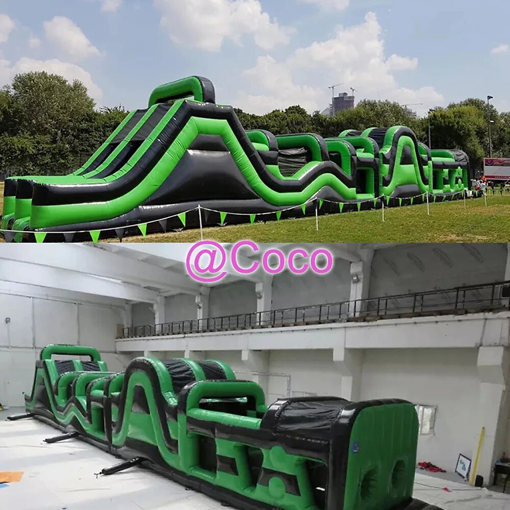 team work commercial inflatable obstacle course game, energetic inflatable obstacle bouncy slide running game