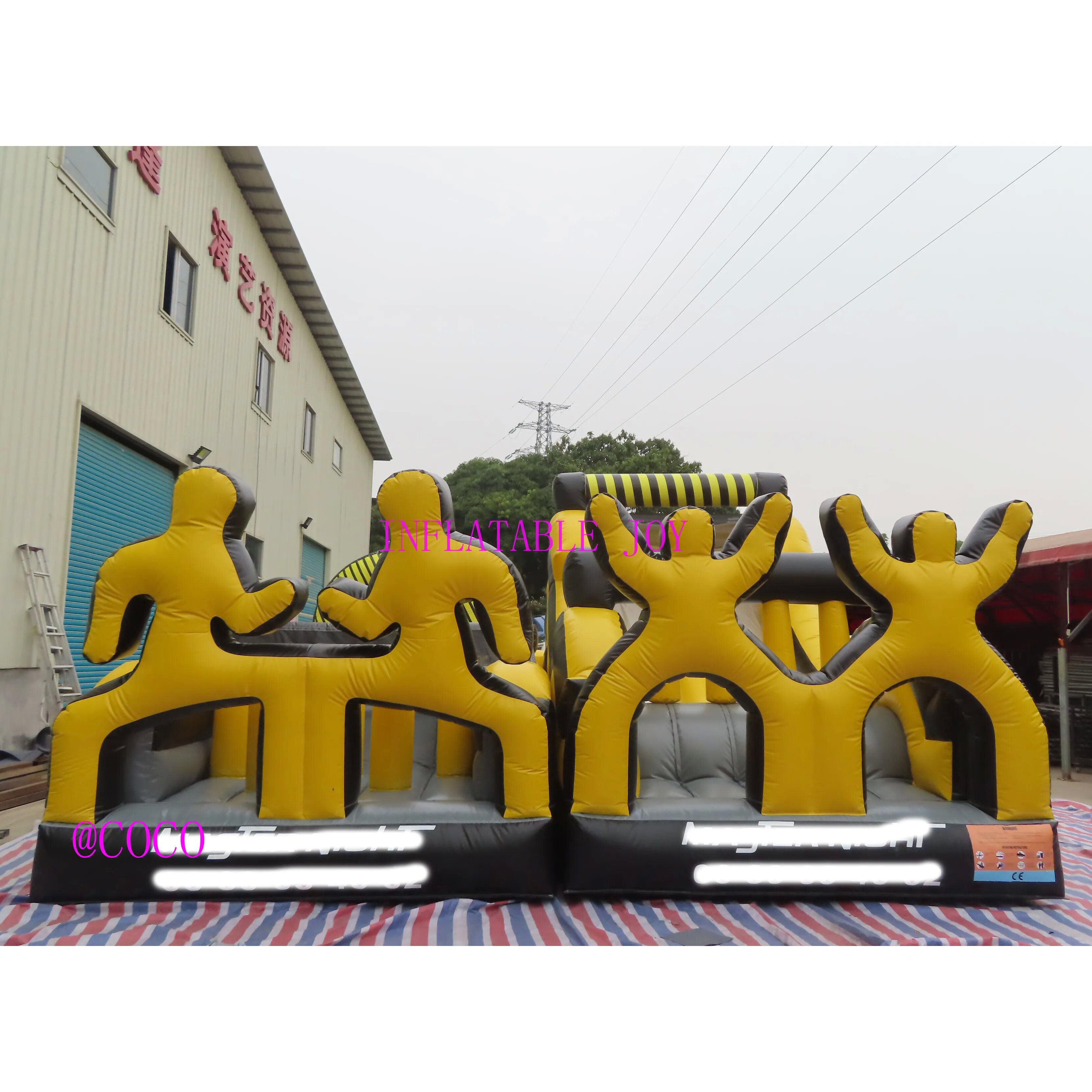 free ship to sea port!12x7m inflatable obstacle course racing slide team work sport game, inflatable jungle funland slide combo