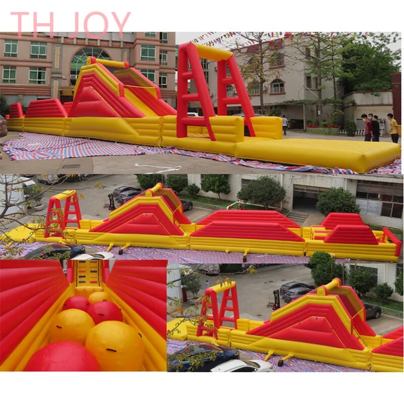 free ship to sea port! 36m long giant Inflatable Obstacle Course, outdoor kids adults training camp games bouncy slides