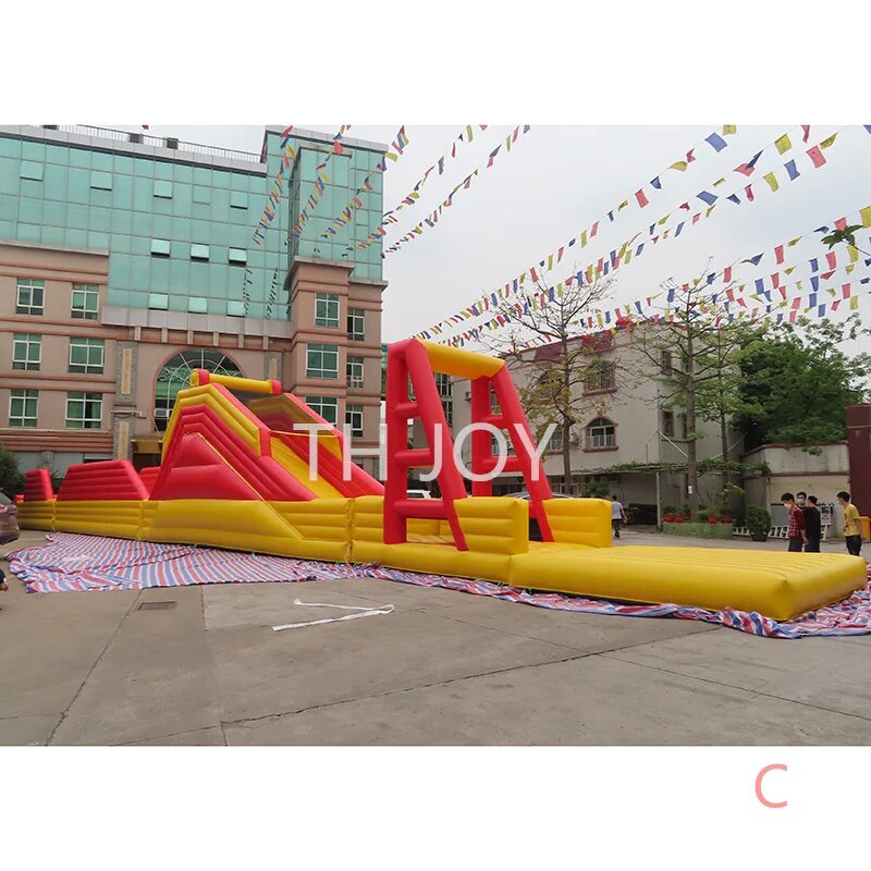 free ship to sea port! 36m long giant Inflatable Obstacle Course, outdoor kids adults training camp games bouncy slides