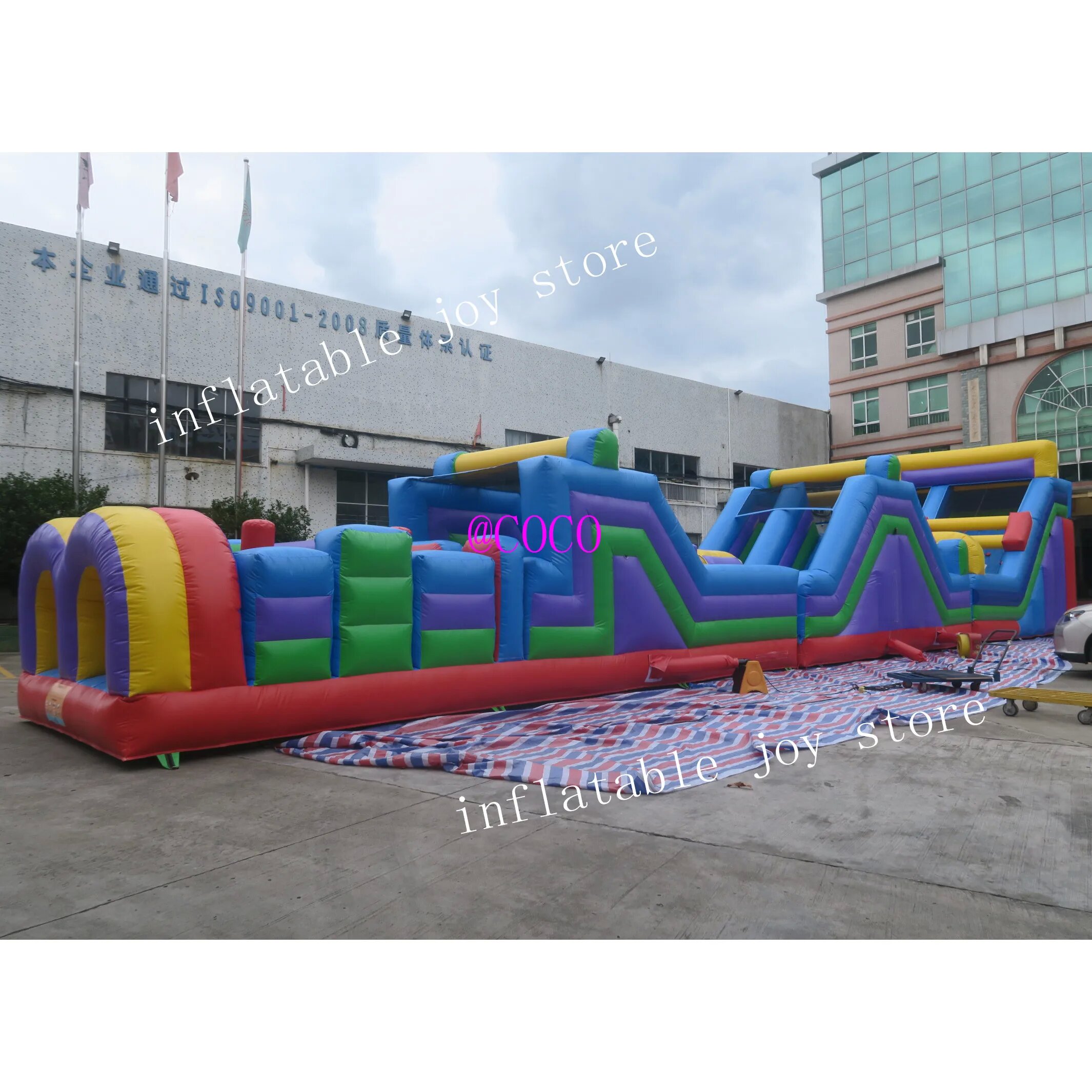 free ship to sea port, 25x4.5m giant ultimate Challenge inflatable obstacle game/ obstacle course for team work building