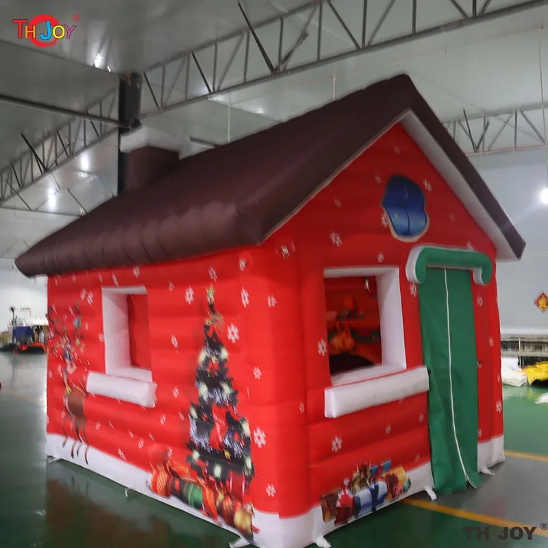 4x3m Outdoor brown Santa Grotto inflatable Christmas House Tent inflatable cabin decoration for events