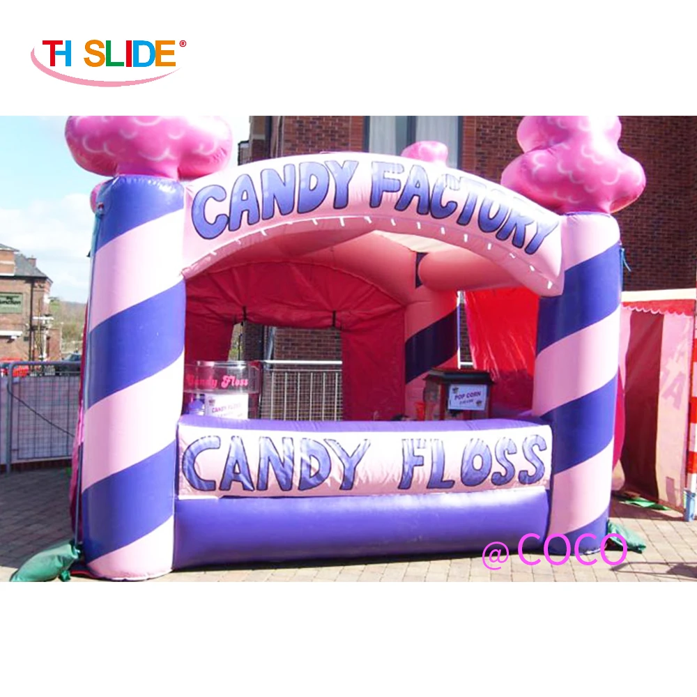 Free air ship to door, 4x4m Candy floss inflatable booth/inflatanle trade show tent for promotion, cheap inflatable candy cabin