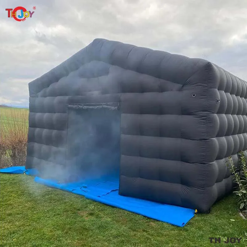 Outdoor Black White Inflatable Nightclub Tent With Disco Light Party Cube Tent Mobile Night Club Lighting Music Bar For Party