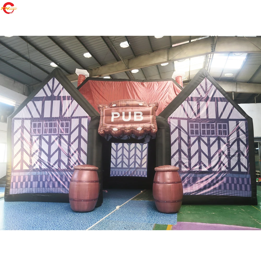 Free Door Ship 8x5m Inflatable Irish Pub Tent Air Inflated Bar House for Sale With Blower