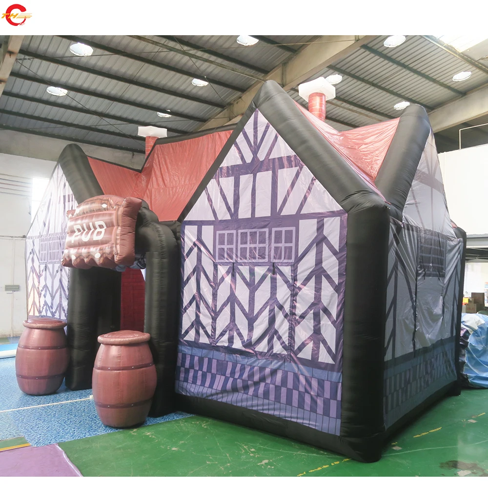 Free Door Ship 8x5m Inflatable Irish Pub Tent Air Inflated Bar House for Sale With Blower