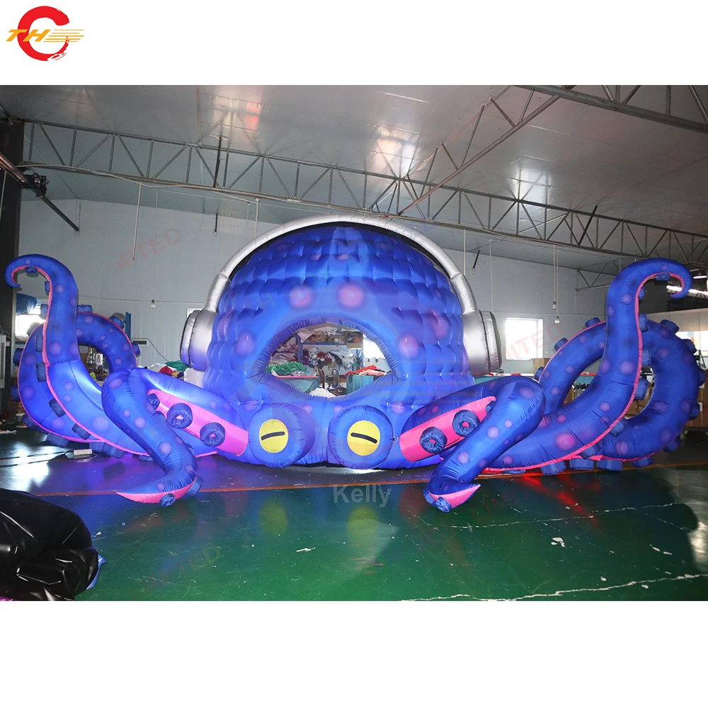 Free Shipping 33ft Wide Giant Inflatable DJ Octopus Tent Booth Stage Event Decoration Background Wall for Sale