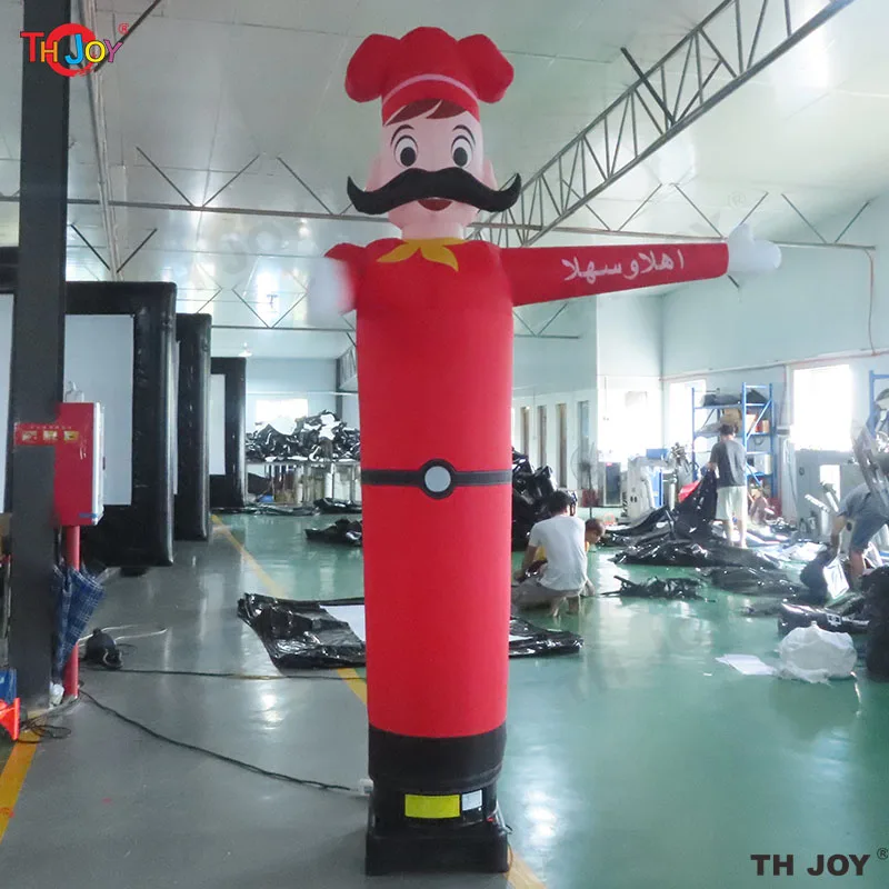 Personalized 3m High Inflatable chef Waving hand Air Dancer Advertising Tube Man with Welcome Gesture