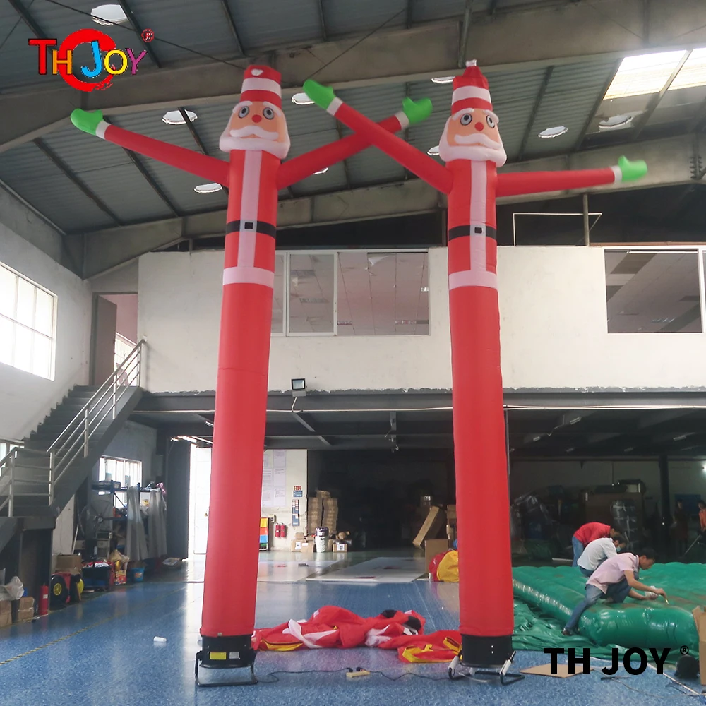 With Air Shipping 5m Tall Santa Claus Inflatable Air Dancer Sky Dancing Man For Christmas Advertising Promotion