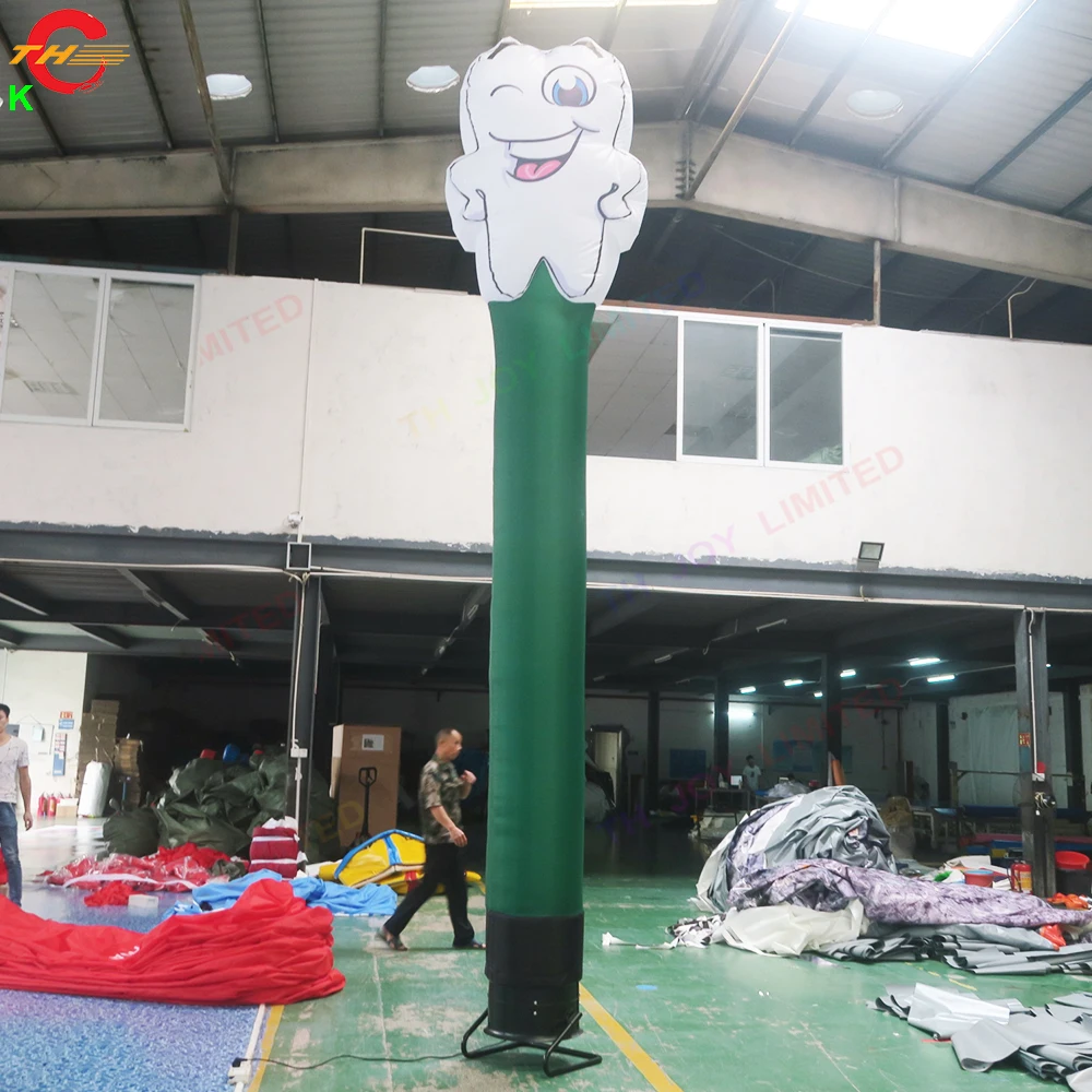 Free Door Shipping 3m High Inflatable Tooth Sky Dancer Smile Teeth Air Dancer Dancing Tubes for Dental Clinic advertising
