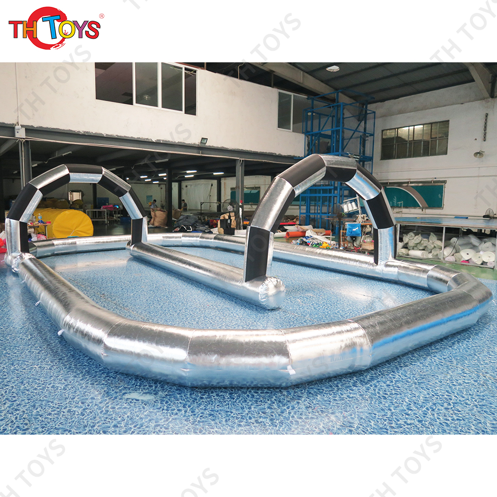 Free Air Shipping 10X6M Outdoor Customized Riding Toys Bumper Car Zorb Ball Racing Court Inflatable Go Kart Race Track