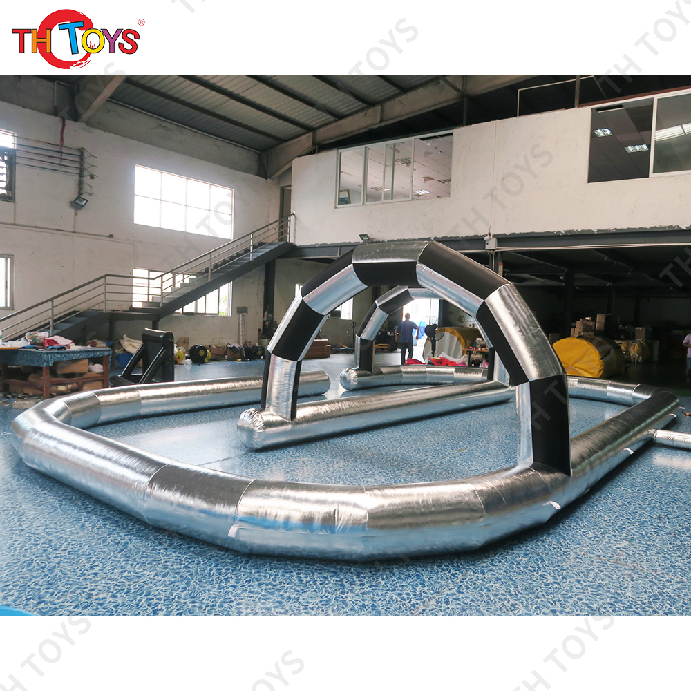Free Air Shipping 10X6M Outdoor Customized Riding Toys Bumper Car Zorb Ball Racing Court Inflatable Go Kart Race Track