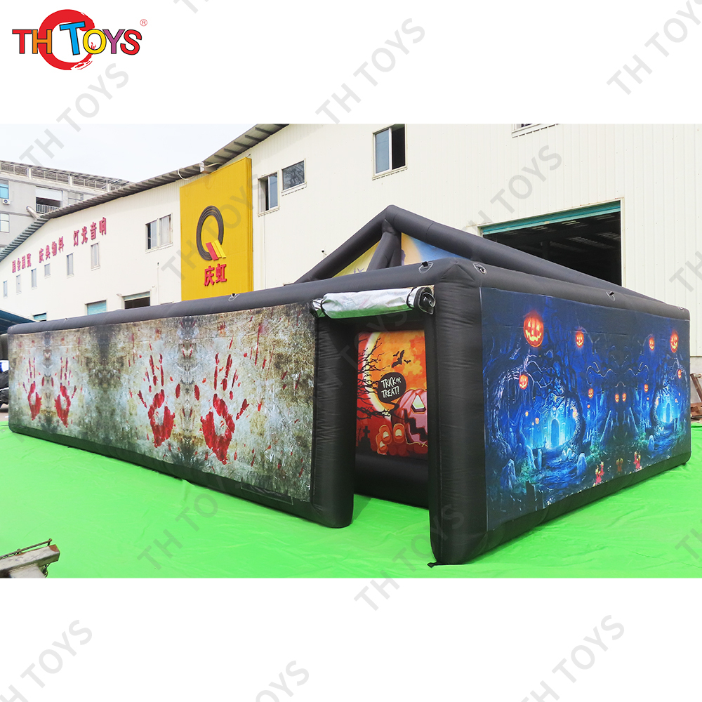 Free air shipping ,8x8m Giant Black Inflatable Haunted House Halloween Theme Maze Customize Inflatable Tag Maze