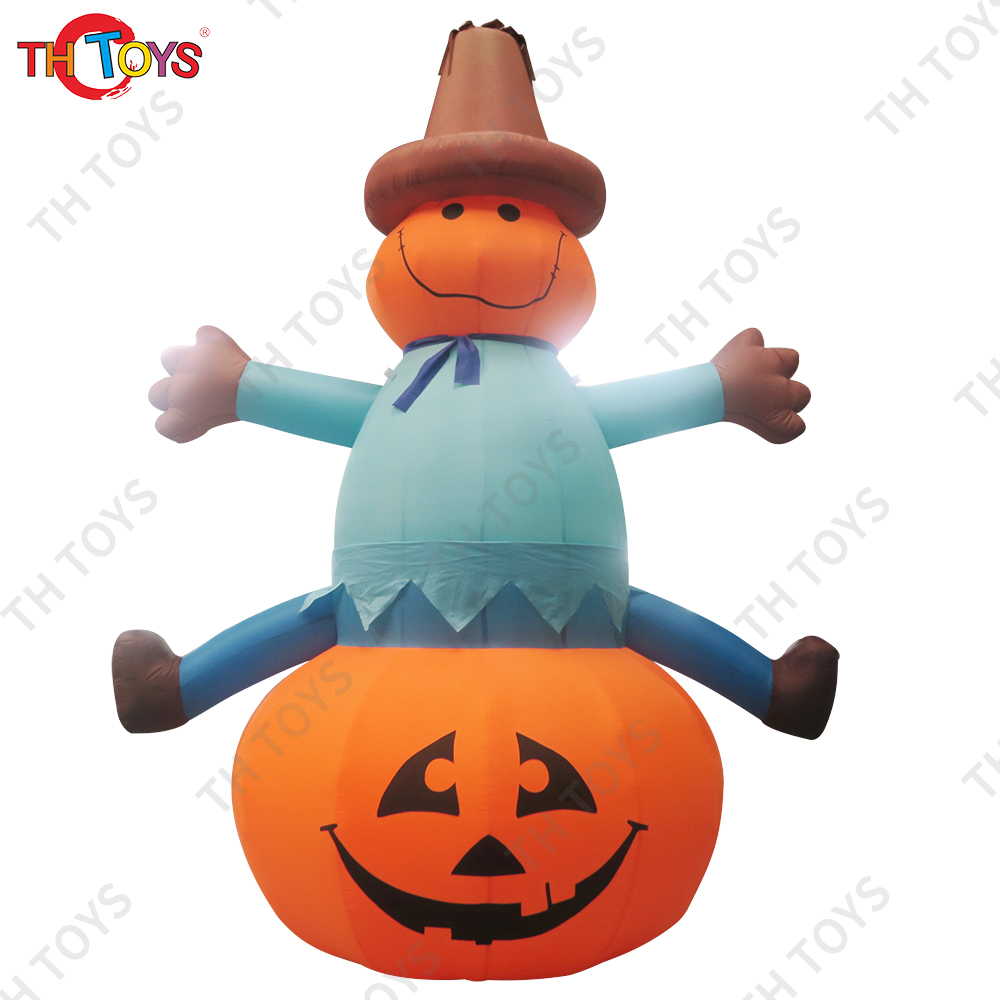 Free Door Shipping Halloween Decoration Giant Inflatable Ghost Cartoon Sit on Pumpkin for Yard Decorate
