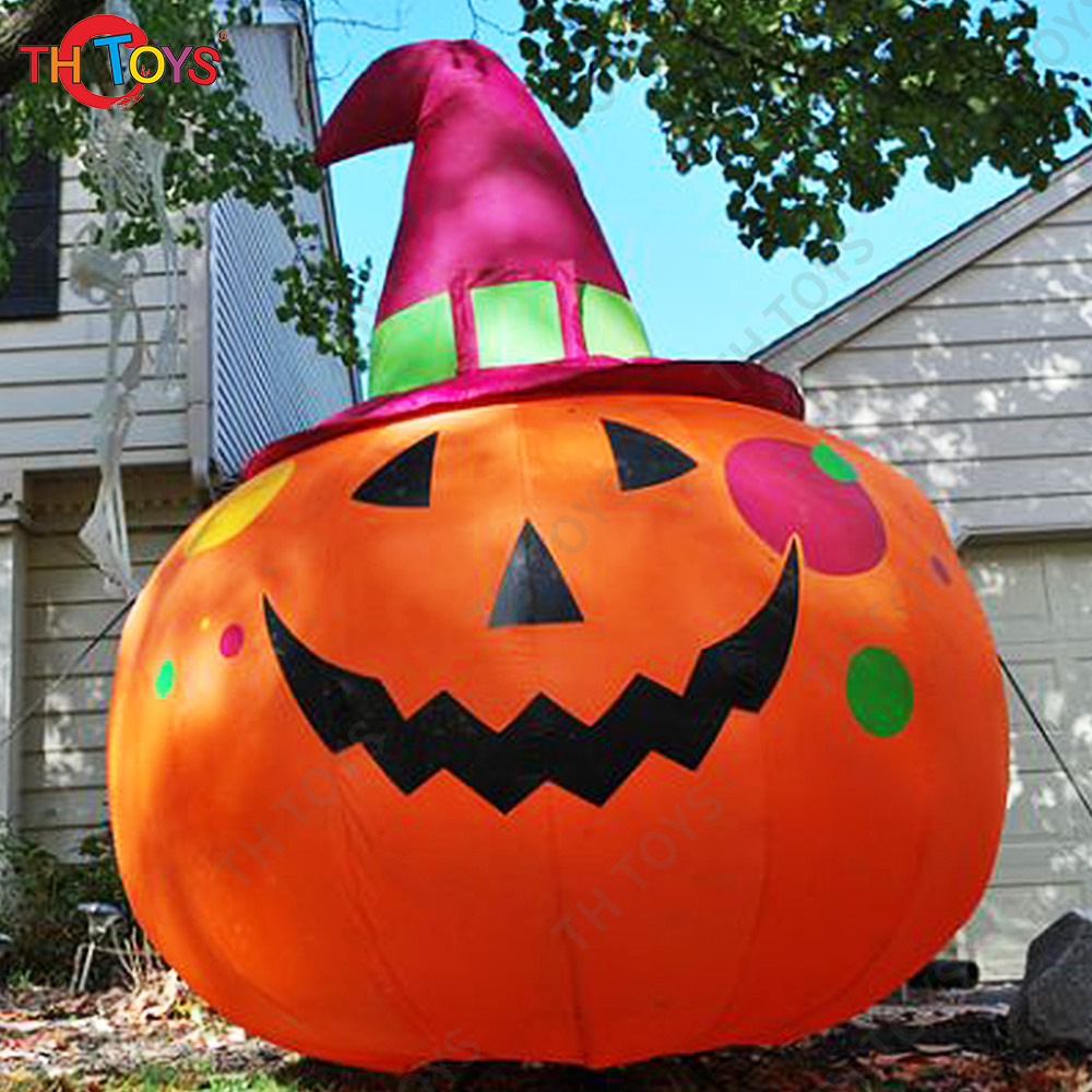 Fast shipping inflatable pumpkin balloon / smilling inflatable pumpkin man with hat / cheap inflatable pumpkin balloon