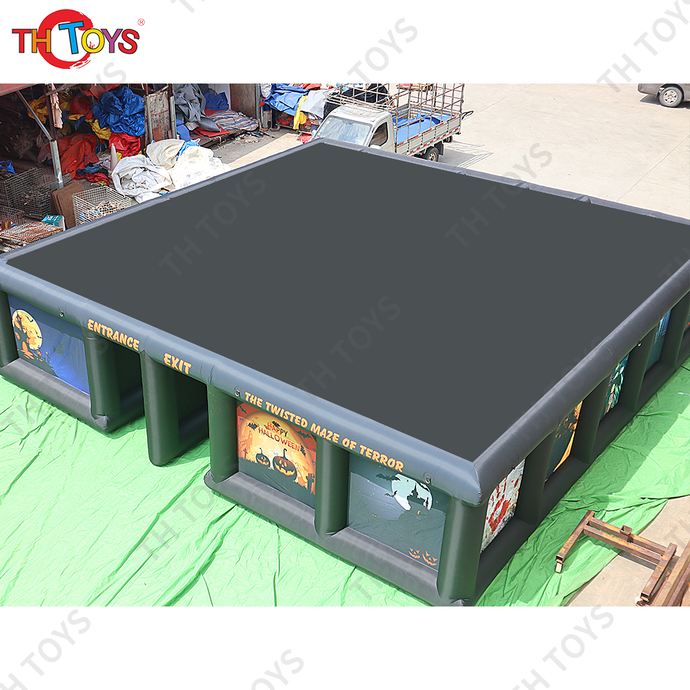 Free air shipping ,Giant Black Inflatable Haunted House Halloween Theme Maze Customize Inflatable Tag Maze
