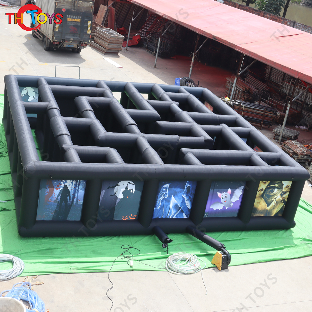 Free air shipping ,Giant Black Inflatable Haunted House Halloween Theme Maze Customize Inflatable Tag Maze