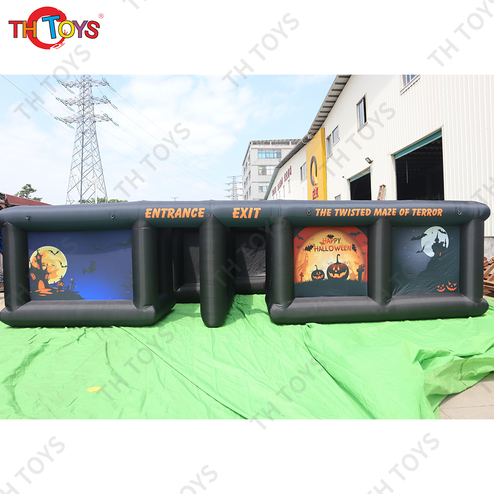 Free air shipping ,Giant Black Inflatable Haunted House Halloween Theme Maze Customize Inflatable Tag Maze