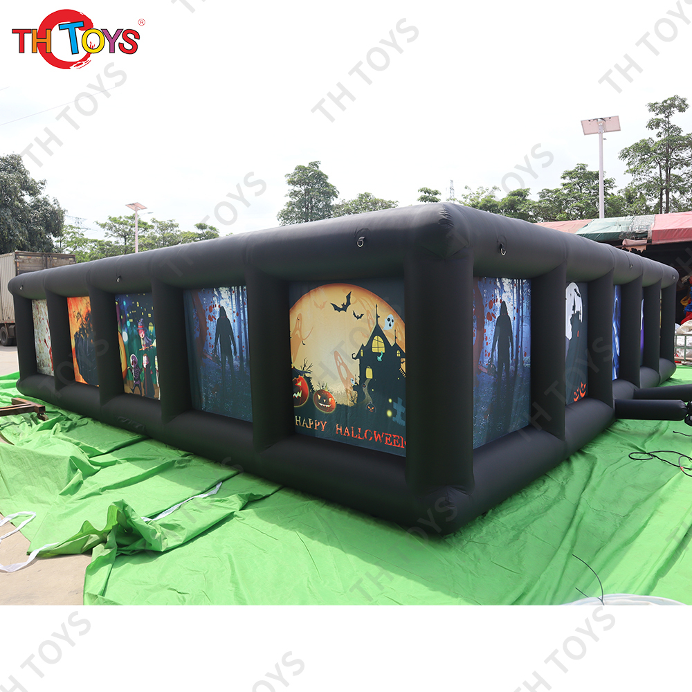 Free air shipping ,Giant Black Inflatable Haunted House Halloween Theme Maze Customize Inflatable Tag Maze