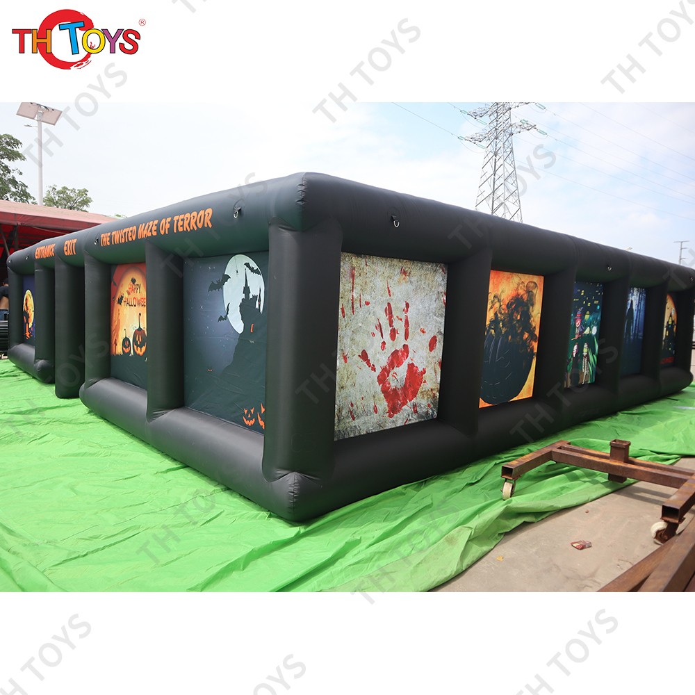 Free air shipping ,Giant Black Inflatable Haunted House Halloween Theme Maze Customize Inflatable Tag Maze