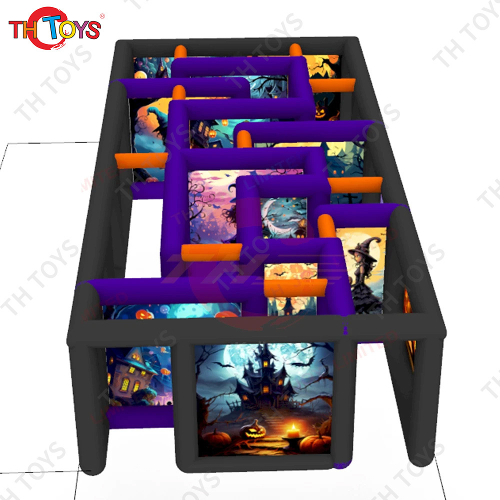 Fast Ship 9x4m Inflatable Haunted House Full Printing Halloween Maze Arena Puzzle Game for Sale