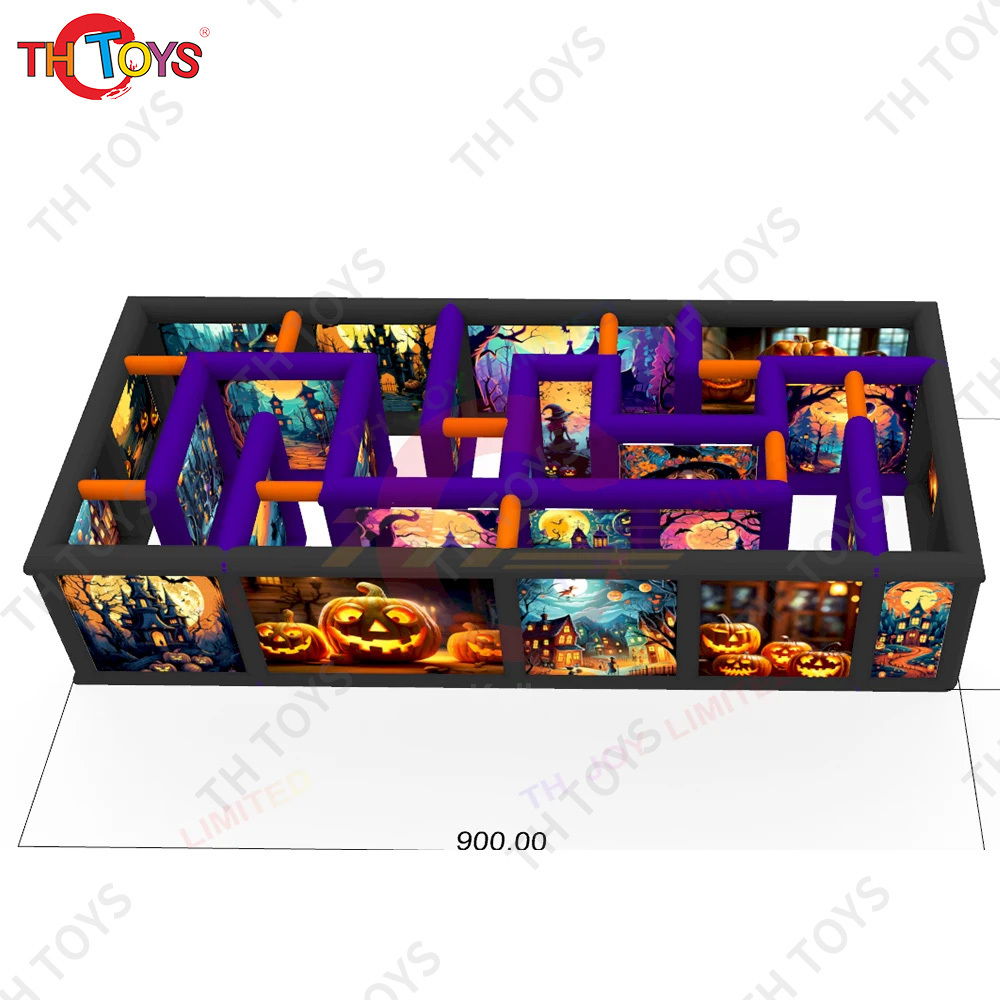 Fast Ship 9x4m Inflatable Haunted House Full Printing Halloween Maze Arena Puzzle Game for Sale