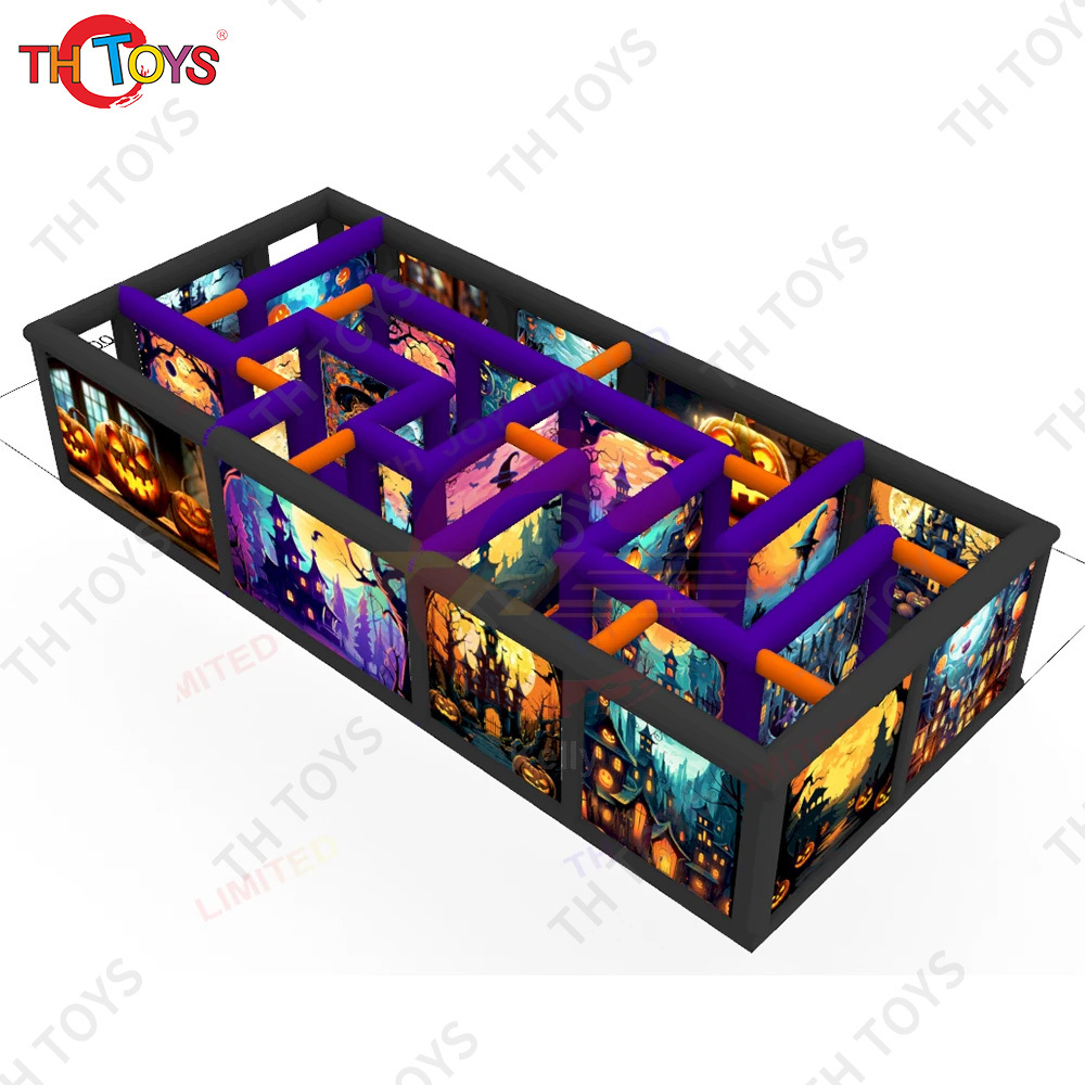 Fast Ship 9x4m Inflatable Haunted House Full Printing Halloween Maze Arena Puzzle Game for Sale