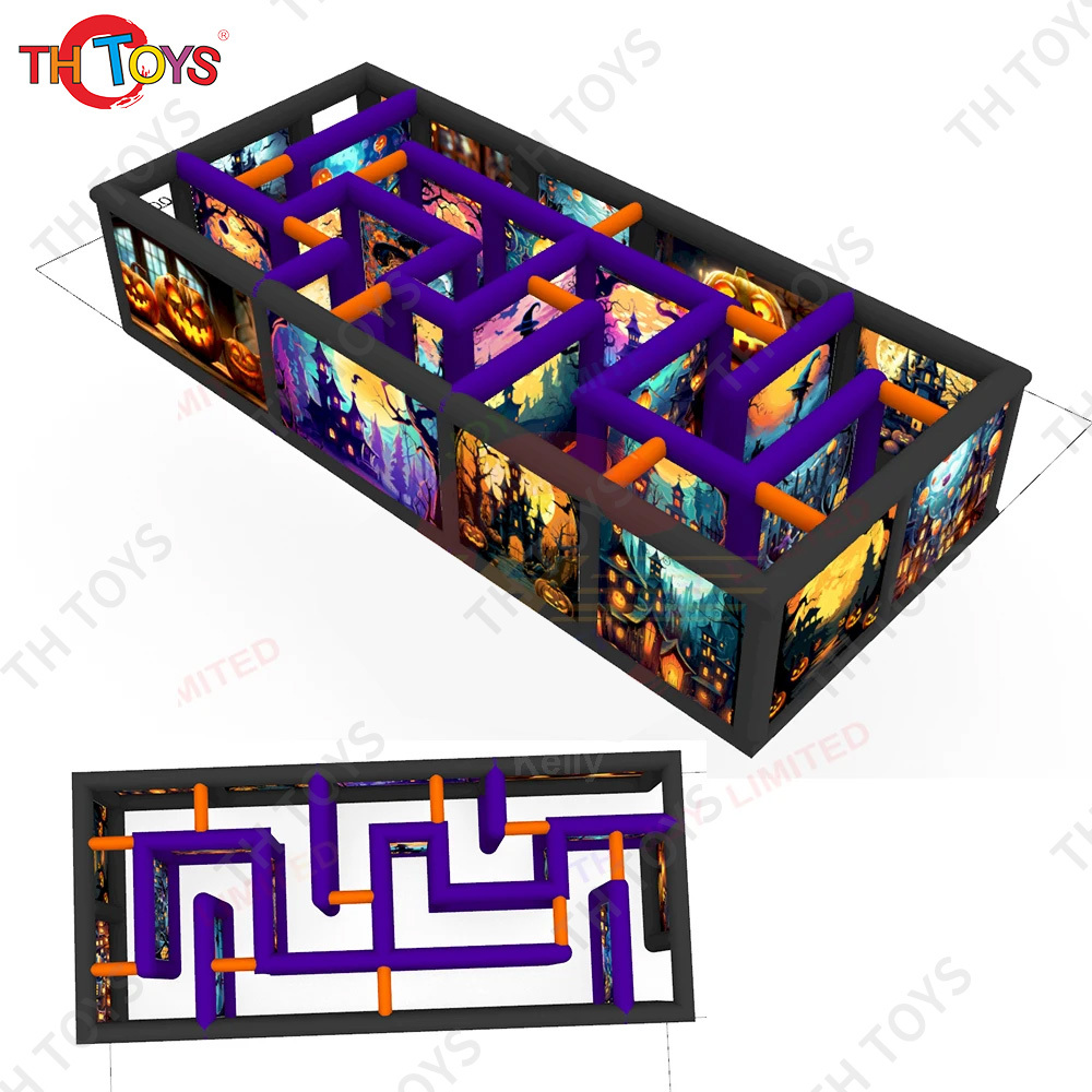 Fast Ship 9x4m Inflatable Haunted House Full Printing Halloween Maze Arena Puzzle Game for Sale